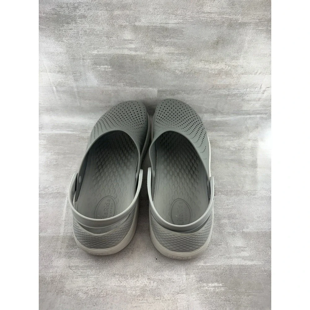 Crocs LiteRide Clog Men Sz 11 Slate Grey Almost White Comfort Shoes 204592